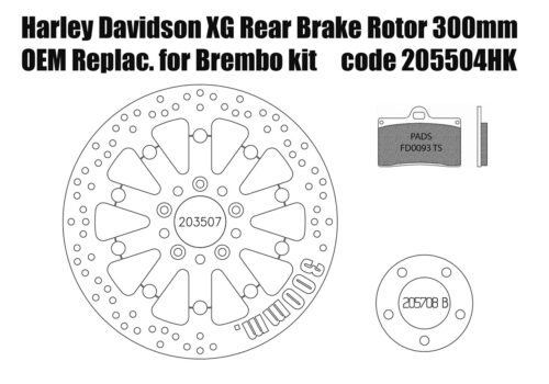 Harley Davidson XG Street - Rear brake rotor 300mm & pads for Brembo kits