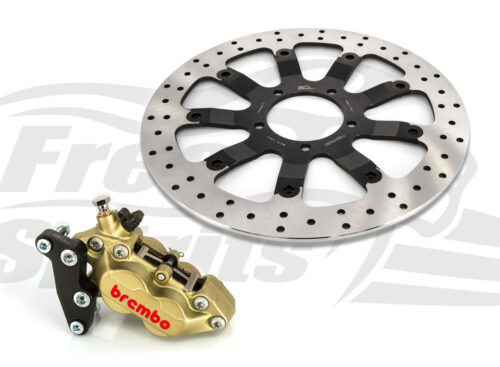 Bolt-in Upgrade braking kit for Triumph Bobber, Street Scrambler & Bonneville T100 (4p. caliper & rotor diam. 340 mm)