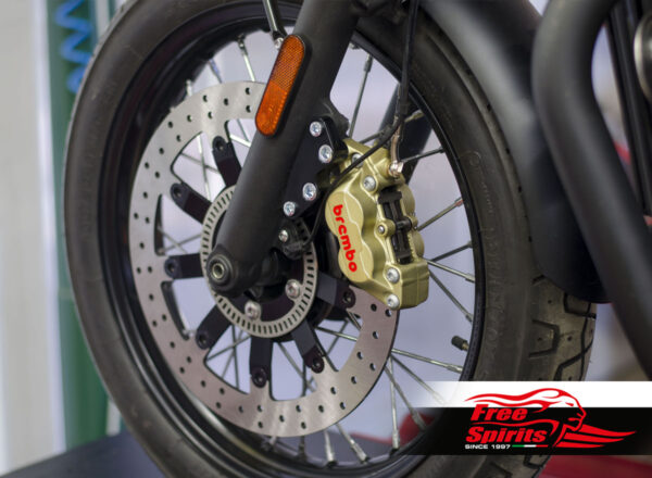 Bolt-in Upgrade braking kit for Triumph Bobber, Street Scrambler & Bonneville T100 (4p. caliper & rotor diam. 340 mm)