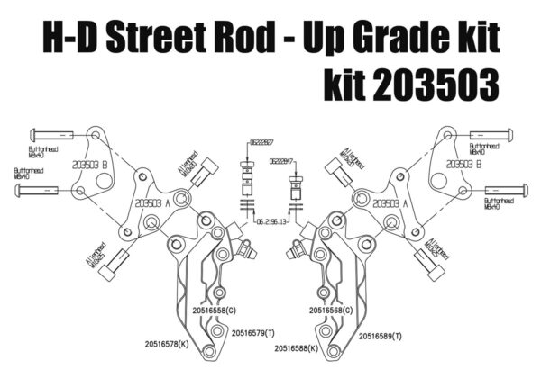 Front brake caliper 4 pot kit for Harley Davidson XG Street Rod - KIT