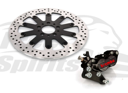 Harley Davidson Sportster 00 up & Dyna 00-05 with spoked wheels - Bolt-in kit with 4p. (Black) caliper & rotor 320 mm