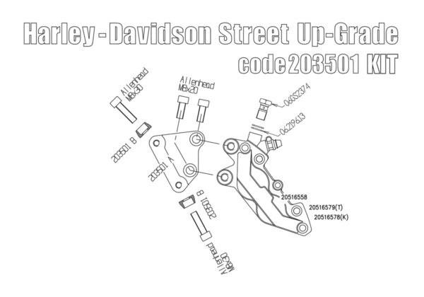 Front brake caliper 4 pot kit for Harley Davidson XG Street 2014-15 - KIT