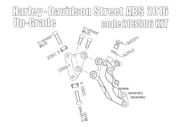 Front brake caliper 4 pot kit for Harley Davidson XG Street 2016 up - KIT