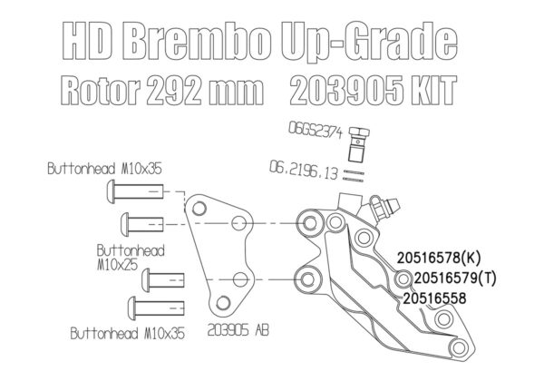 Front brake caliper 4 pot kit for Harley Davidson Sportster 00-13, Dyna 00-05 & Softail 00-14 - KIT