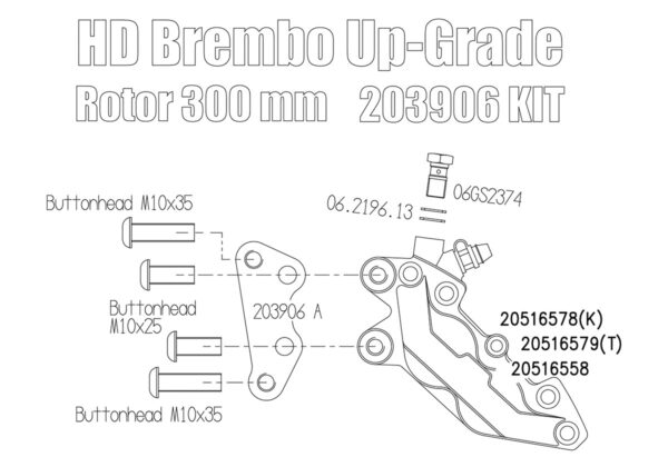 Front brake caliper 4 pot kit for Harley Davidson Sportster 2014 Up & Dyna 06-17 - KIT