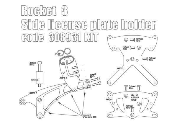 Side license plate bracket for Triumph Rocket 3 - KIT