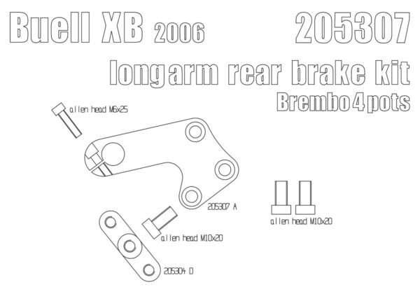 Brembo 4 pot rear kit for Buell Ulysses and XB12SS - KIT
