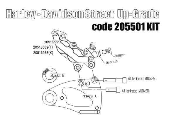 Brembo 4 pot rear bracket for Harley Davidson Street