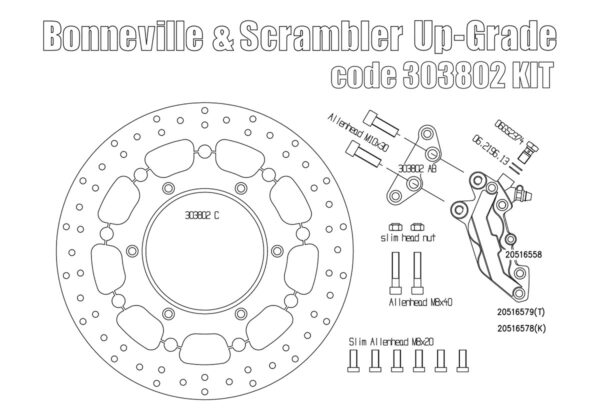 Brake caliper 4 pot front bracket for Triumph Bonneville & Scrambler
