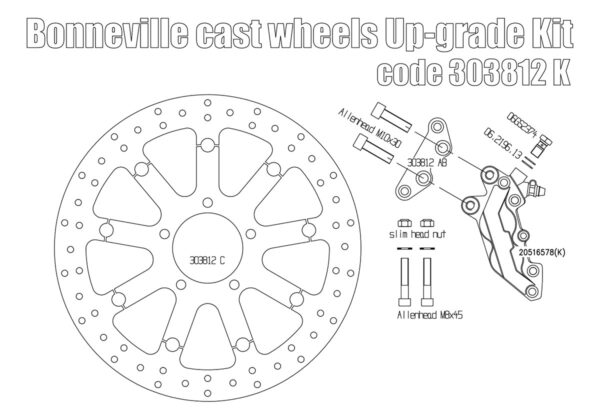 Front brake caliper 4 pot for Triumph Bonneville/SE - KIT