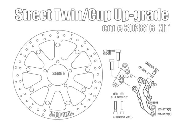 Triumph Street Twin & Street Cup Front Upgrade Floating Rotor and 4pot Caliper kit - KIT