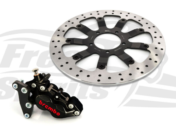 Bolt-in Upgrade braking kit for Triumph Bobber, Street Scrambler & Bonneville T100 (4p. caliper & rotor diam. 340 mm)