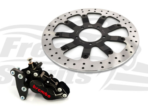 Bolt-in Upgrade braking kit for Triumph Bobber, Street Scrambler & Bonneville T100 (4p. caliper Black & rotor diam. 340 mm)