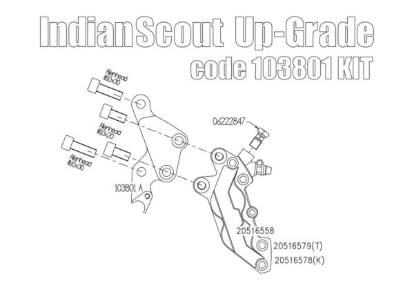 Front brake caliper 4 pot kit for Indian Scout - KIT