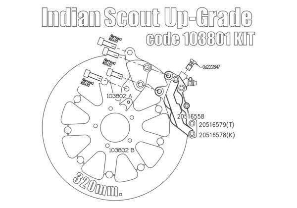 Bolt-in Upgrade braking kit for Indian Scout (4p. caliper & rotor diam. 320 mm) - KIT