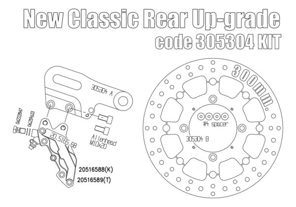 Triumph Street Twin & Street Cup rear upgrade 4pot caliper - KIT