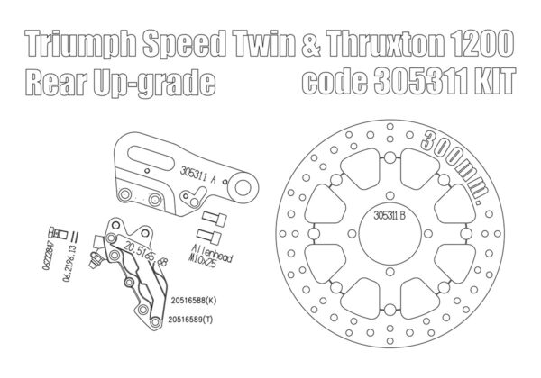 Triumph Thruxton 1200 & Speed Twin rear upgrade 4pot caliper - KIT