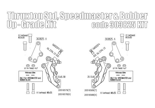 Triumph Thruxton 1200 Std, Speedmaster & Bobber - Bolt-in kit with 4p. calipers - KIT