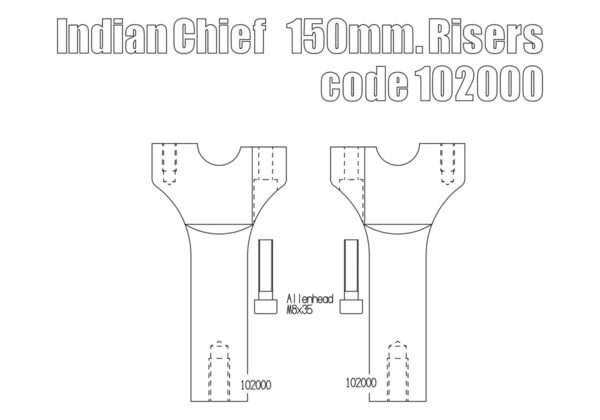 Handlebar risers 150 mm/6 Inch rise for Indian Chief