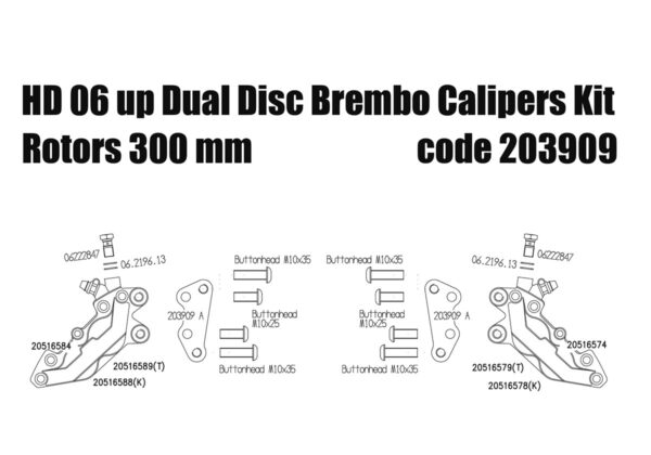 Front brake calipers 4 pot kit for Harley Davidson 2006 up with dual disc - KIT
