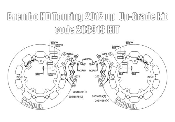 Harley Davidson Touring 2012 up - Bolt-in kit with 4p. calipers & rotors 320 mm - KIT