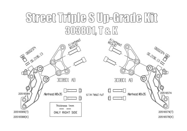 Triumph Street Triple S front brake calipers 4 pot - KIT