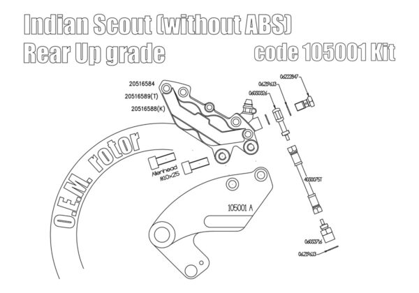 Rear brake caliper 4 pot kit for Indian Scout (without ABS) - KIT