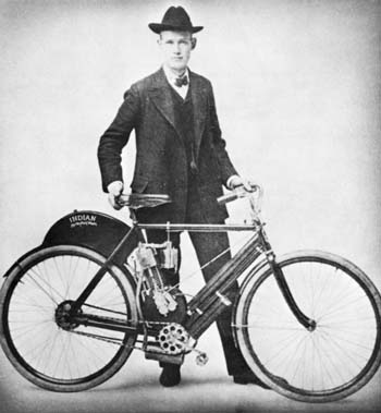 Oscar Hedstrom with the first prototype of Indian