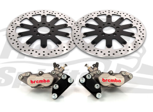 Harley Davidson Dyna doppio disco dal 2008 - Kit pinze 4p. e dischi freno 320 mm - Titanio e nero