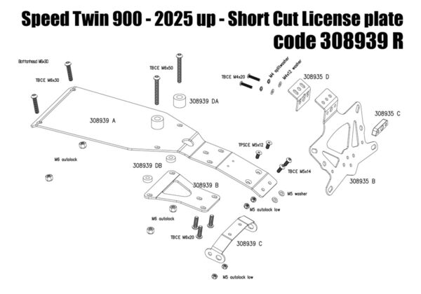 License plate (Short Cut) for Triumph Speed Twin 900 - 2025 up - Image 10